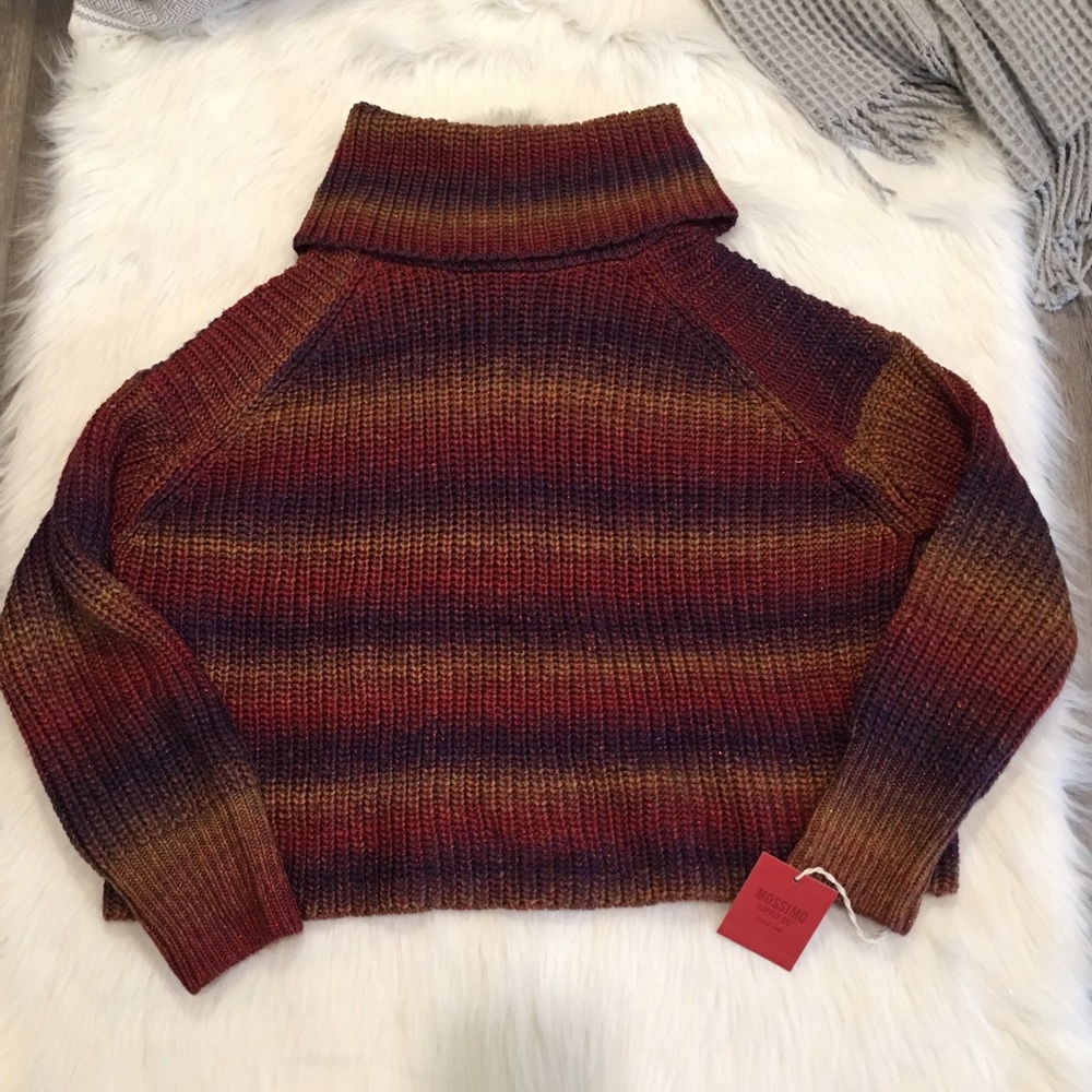 Mossimo Supply Co Red Stripped Turtleneck Sweater